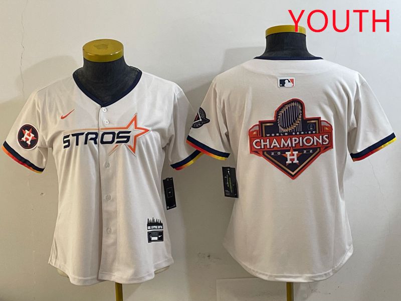 Youth Houston Astros Blank Cream Three generations Joint Name 2025 Nike MLB Jersey style 41022->youth mlb jersey->Youth Jersey
